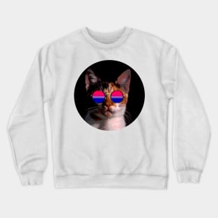 Cute Cat with Glasses Flag Crewneck Sweatshirt